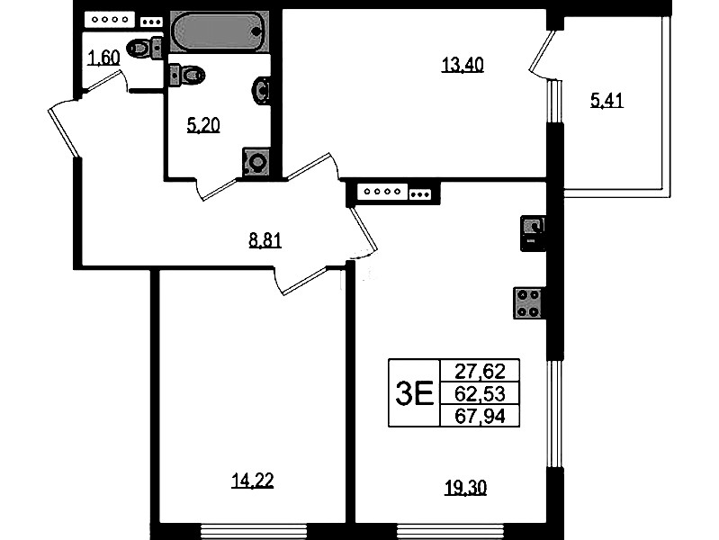2-комнатная квартира 62.53 м², 2/4 эт., ЖК «Любоград в Стрельне»